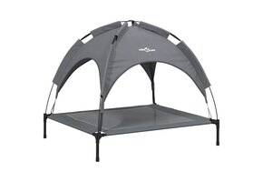 Hondenmand met Luifel Antraciet Oxford Stof Staal - 45% Korting
