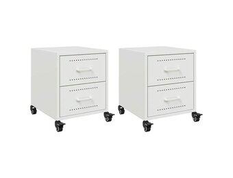 vidaXL Nachtkastjes Staal Wit 2 stuks - 34% Korting