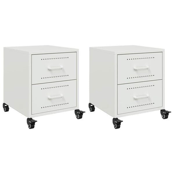 vidaXL Nachtkastjes Staal Wit 2 stuks - 34% Korting