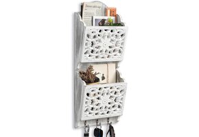 Rustieke Sleutelhouder & Postsorteerder met 3 Haken - 56% Korting!