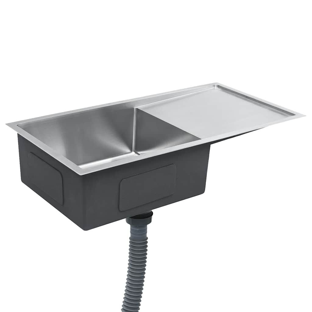RVS Spoelbak met Afdruiprek - Handgemaakt, 87cm - 35% Korting