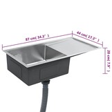 RVS Spoelbak met Afdruiprek - Handgemaakt, 87cm - 35% Korting