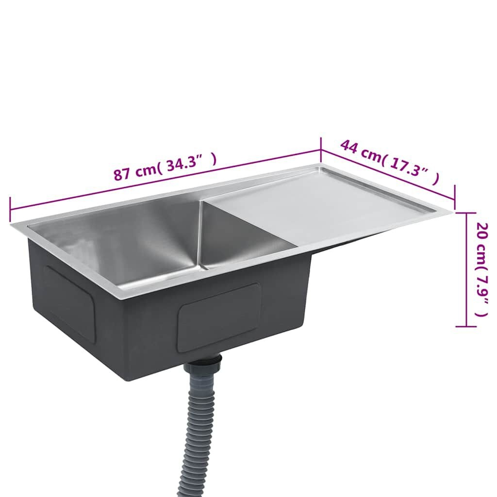 RVS Spoelbak met Afdruiprek - Handgemaakt, 87cm - 35% Korting