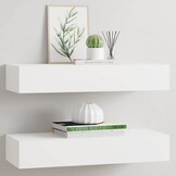 vidaXL Wandschappen met Lade (2 st) 60x23,5 cm Wit - 34% Korting