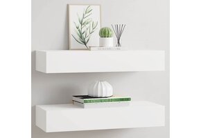 Wandschappen 2 stuks met lade 60x23,5x10 cm MDF wit - 46% korting!