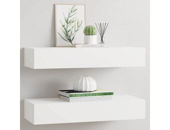 vidaXL Wandschappen met Lade (2 st) 60x23,5 cm Wit - 34% Korting
