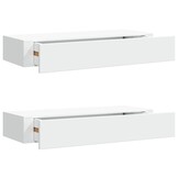 vidaXL Wandschappen met Lade (2 st) 60x23,5 cm Wit - 34% Korting