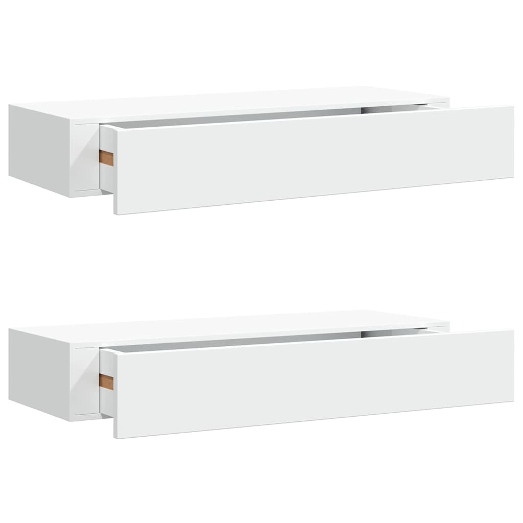 vidaXL Wandschappen met Lade (2 st) 60x23,5 cm Wit - 34% Korting