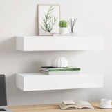 vidaXL Wandschappen met Lade (2 st) 60x23,5 cm Wit - 34% Korting