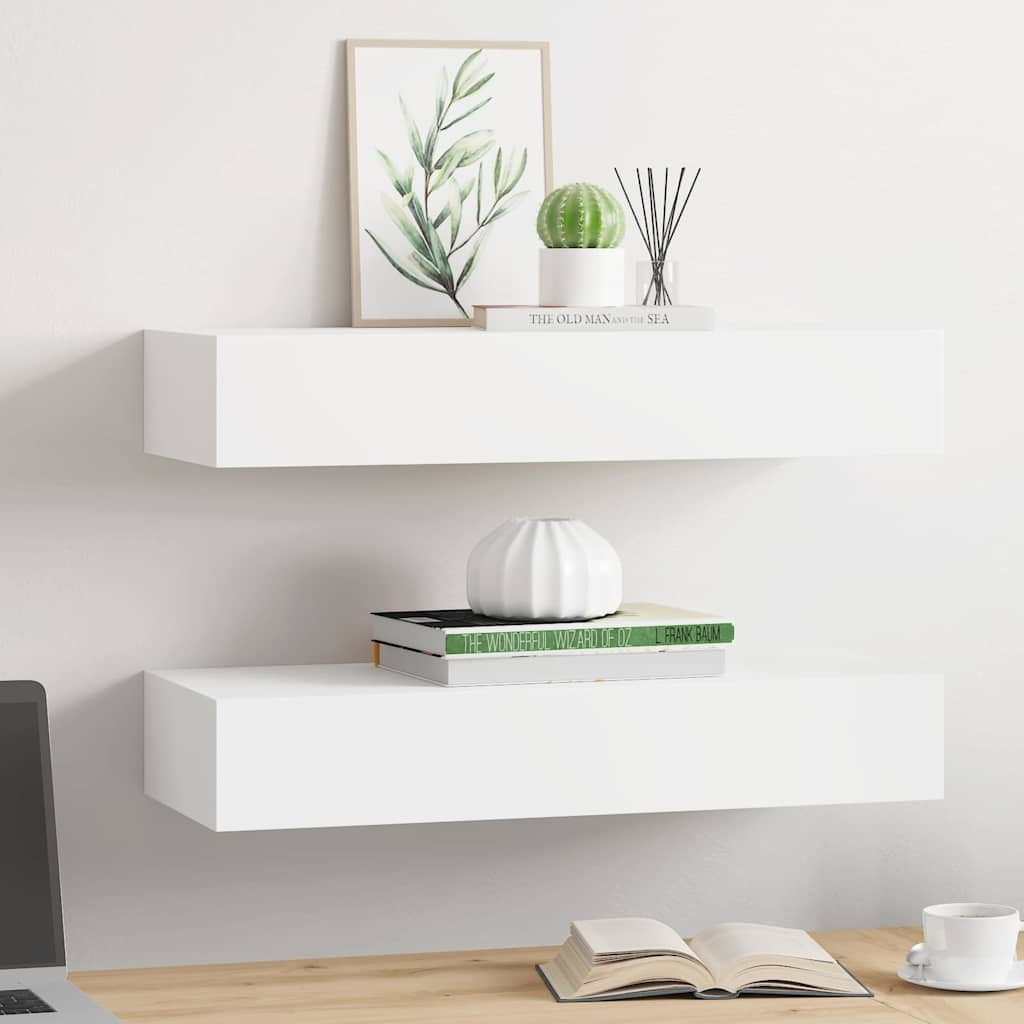 vidaXL Wandschappen met Lade (2 st) 60x23,5 cm Wit - 34% Korting