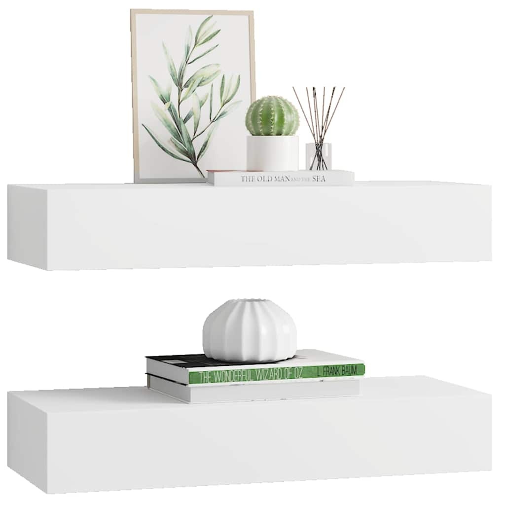 vidaXL Wandschappen met Lade (2 st) 60x23,5 cm Wit - 34% Korting