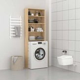 Wasmachinekast 64x24x190 cm Wit & Sonoma Eiken - 34% Korting