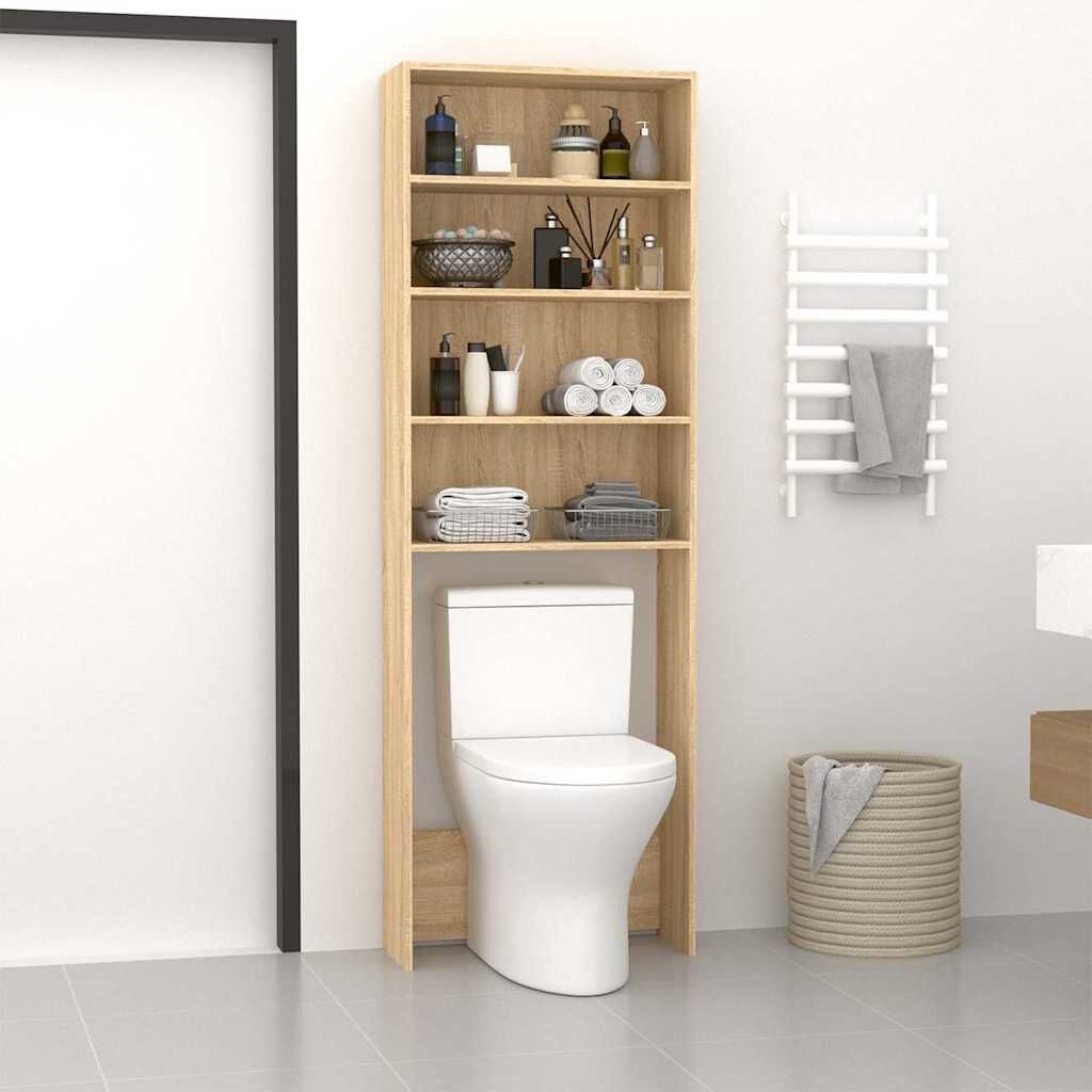 Wasmachinekast 64x24x190 cm Wit & Sonoma Eiken - 34% Korting