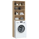 Wasmachinekast 64x24x190 cm Wit & Sonoma Eiken - 34% Korting