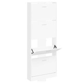 VidaXL Schoenenkast Wit Bewerkt Hout - 59x17x150 cm - 35% Korting
