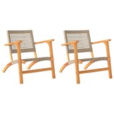 vidaXL Tuinstoelen 2 stuks, Beige Poly Rattan & Acaciahout - 35% Korting