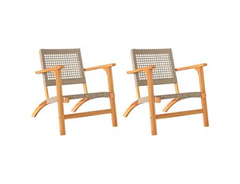 vidaXL Tuinstoelen 2 stuks, Beige Poly Rattan & Acaciahout - 35% Korting