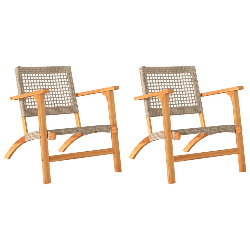 vidaXL Tuinstoelen 2 stuks, Beige Poly Rattan & Acaciahout - 35% Korting