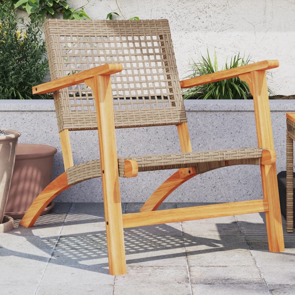 vidaXL Tuinstoelen 2 stuks, Beige Poly Rattan & Acaciahout - 35% Korting