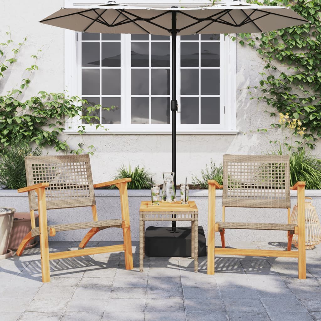 vidaXL Tuinstoelen 2 stuks, Beige Poly Rattan & Acaciahout - 35% Korting