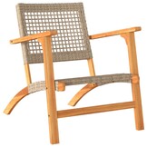 vidaXL Tuinstoelen 2 stuks, Beige Poly Rattan & Acaciahout - 35% Korting