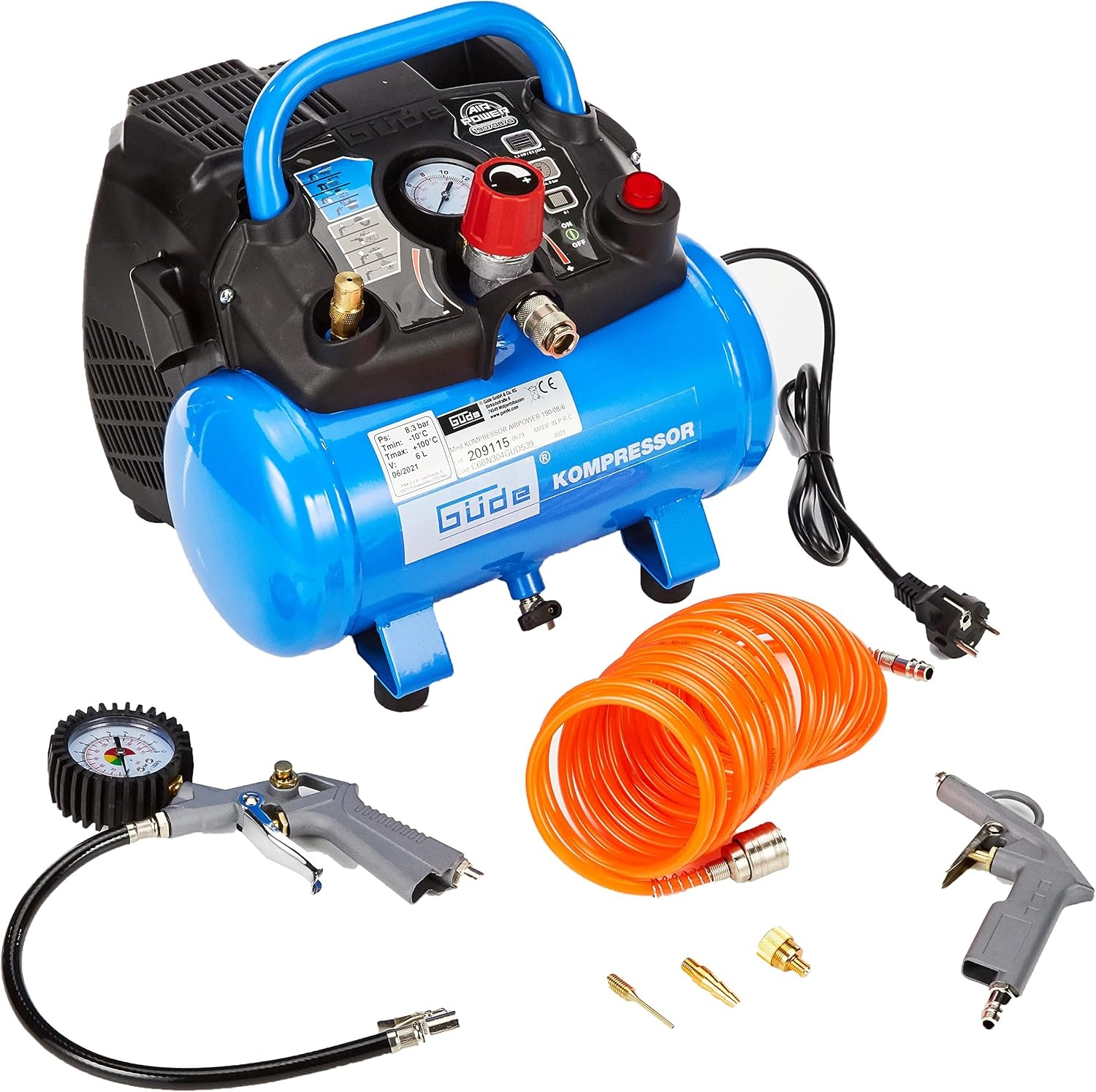 Olievrije Luchtcompressor Airpower 190/08/6 - 8 Bar - 6L Ketel - 34% Korting