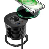 HANNELORE Inbouwstopcontact met USB-C PD 30 W, 15 W draadloos opladen