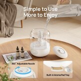 Dreo Cool Mist Luchtbevochtigers voor Baby, 3L Top Fill, 26dB Quite, Omgevingslicht voor Kinderkamer, Minder Vulling, Binnenshuis, Verstelbare Nozzle, Nieuwe Editie