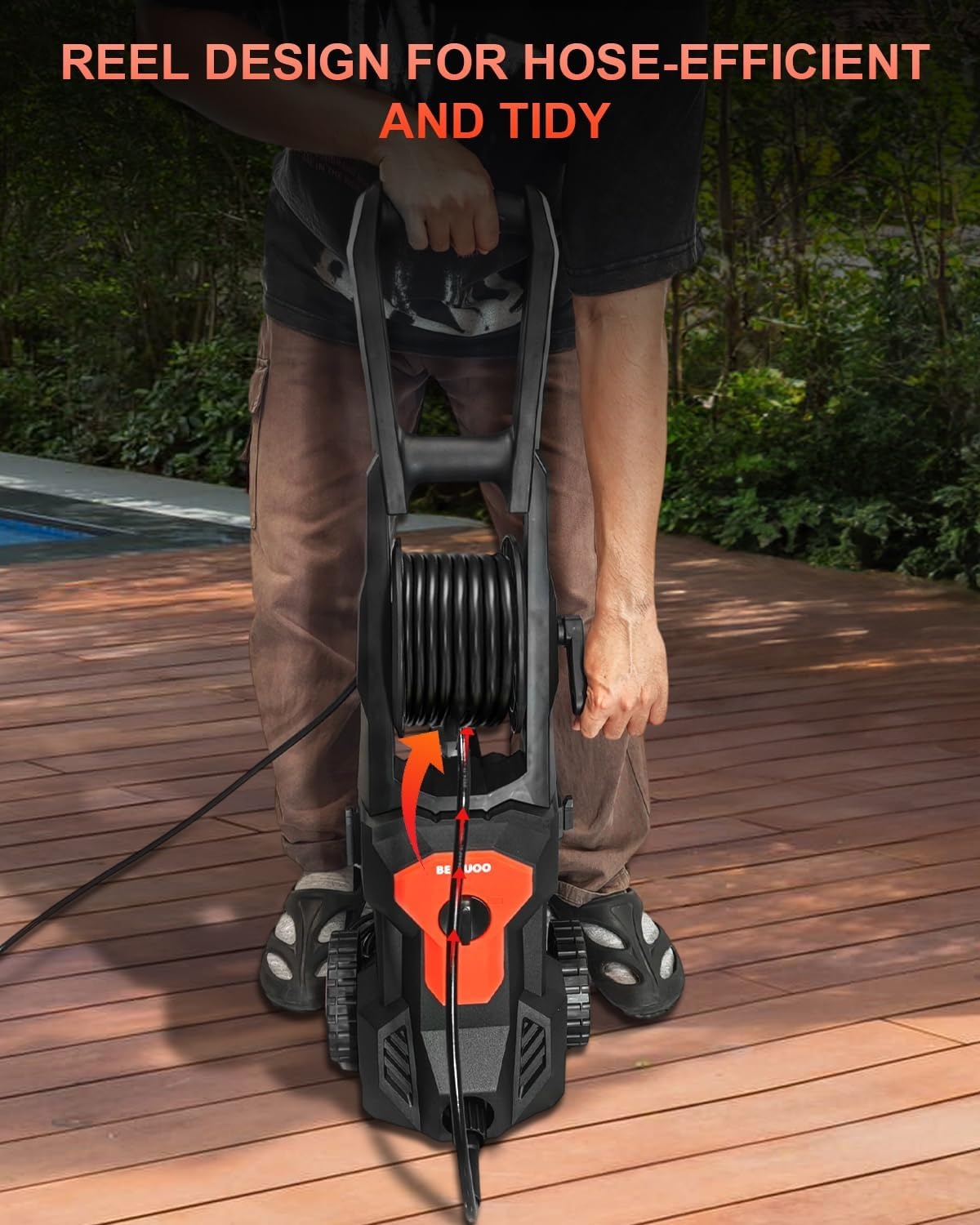 Pressure Washer Hogedrukreiniger, 160 bar voor 50 m²/u, 420 l/u, drukreiniger met 4 sproeiers, schuimsproeier, 17 m slang, sneeuwschuim-spuitpistool