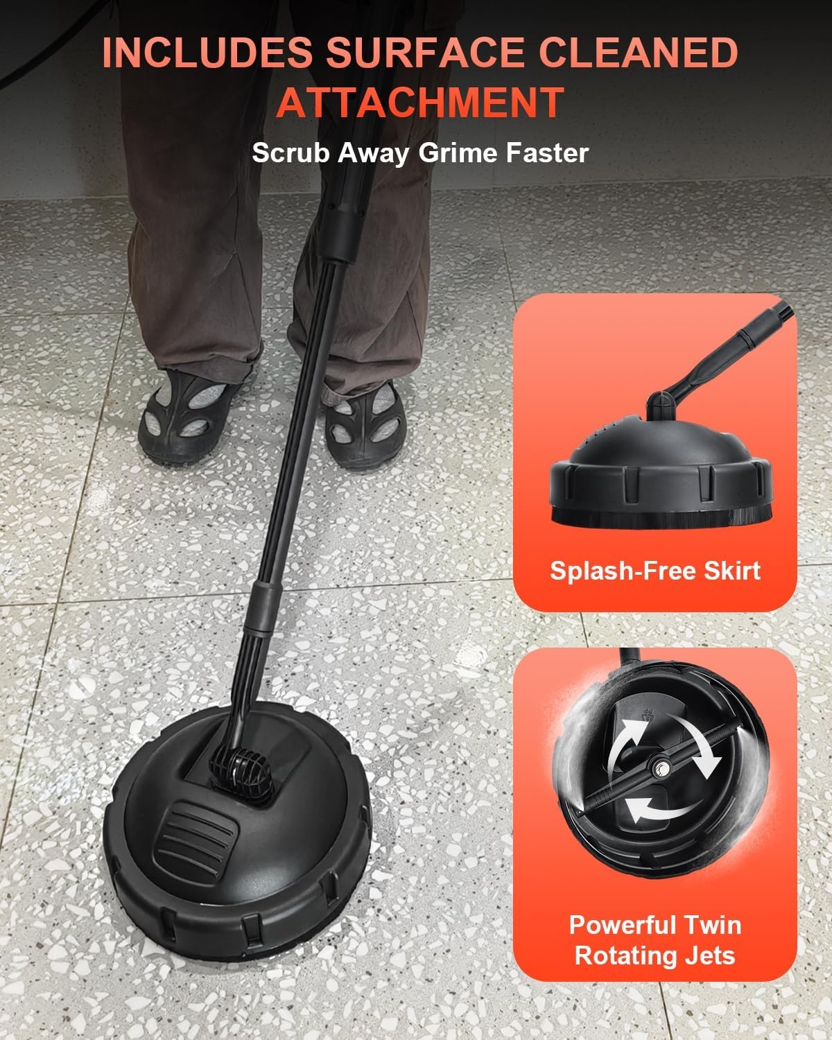 Pressure Washer Hogedrukreiniger, 160 bar voor 50 m²/u, 420 l/u, drukreiniger met 4 sproeiers, schuimsproeier, 17 m slang, sneeuwschuim-spuitpistool