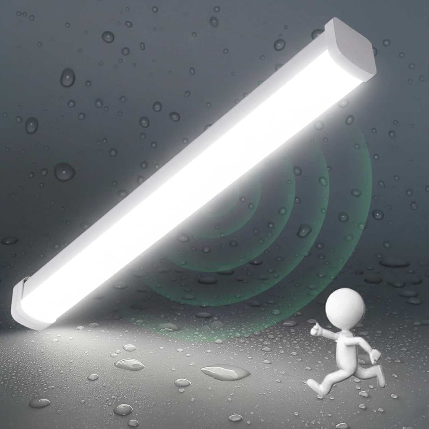 LEZOE Led-lamp voor vochtige ruimtes 120 cm met bewegingsmelder IP66 30W 4200 Lumen