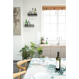 Mkono Wandmontage wijnrek set van 2 houten plank rustieke fles glas zwevende planken glaswerk hanger moderne planten foto's display opslag houder keuken eetkamer bar, zwart, 43 x 15 x 1,8 cm