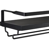 Mkono Wandmontage wijnrek set van 2 houten plank rustieke fles glas zwevende planken glaswerk hanger moderne planten foto's display opslag houder keuken eetkamer bar, zwart, 43 x 15 x 1,8 cm