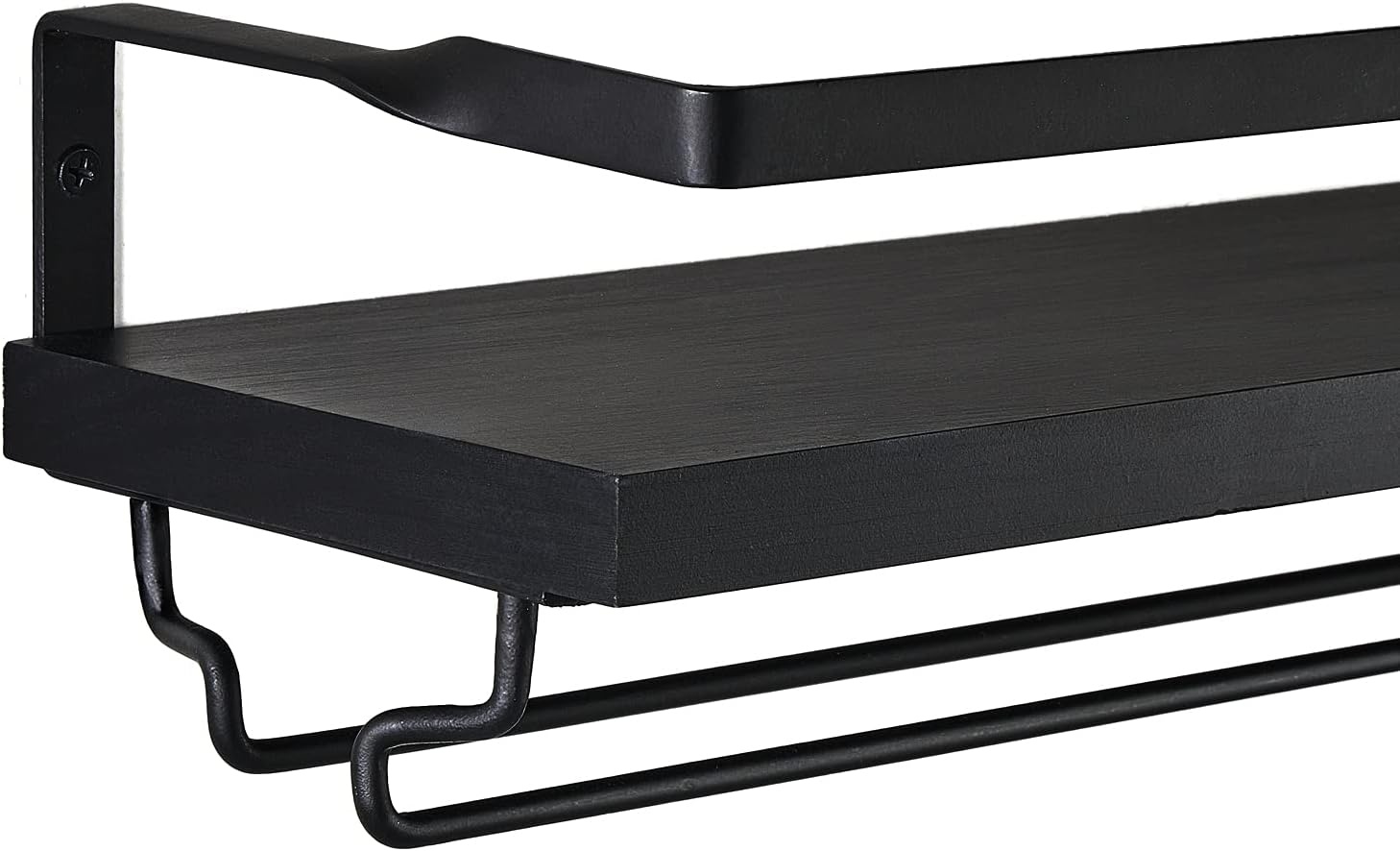 Mkono Wandmontage wijnrek set van 2 houten plank rustieke fles glas zwevende planken glaswerk hanger moderne planten foto's display opslag houder keuken eetkamer bar, zwart, 43 x 15 x 1,8 cm