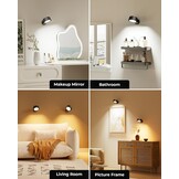 FULEN 4 stuks led-wandlampen voor binnen, wandlamp met 8000 mAh batterij, touch en afstandsbediening, 4 helderheidsniveaus, 18 kleuren, 360° draaibaar, voor woonkamer, slaapkamer, trappenhuis, hal