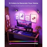 FULEN 4 stuks led-wandlampen voor binnen, wandlamp met 8000 mAh batterij, touch en afstandsbediening, 4 helderheidsniveaus, 18 kleuren, 360° draaibaar, voor woonkamer, slaapkamer, trappenhuis, hal