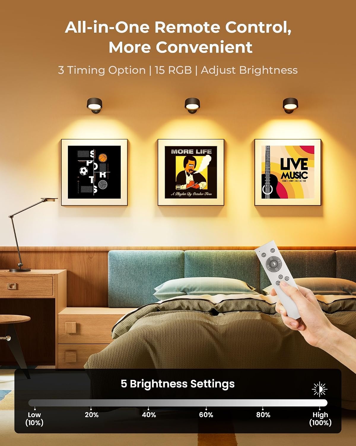FULEN 4 stuks led-wandlampen voor binnen, wandlamp met 8000 mAh batterij, touch en afstandsbediening, 4 helderheidsniveaus, 18 kleuren, 360° draaibaar, voor woonkamer, slaapkamer, trappenhuis, hal