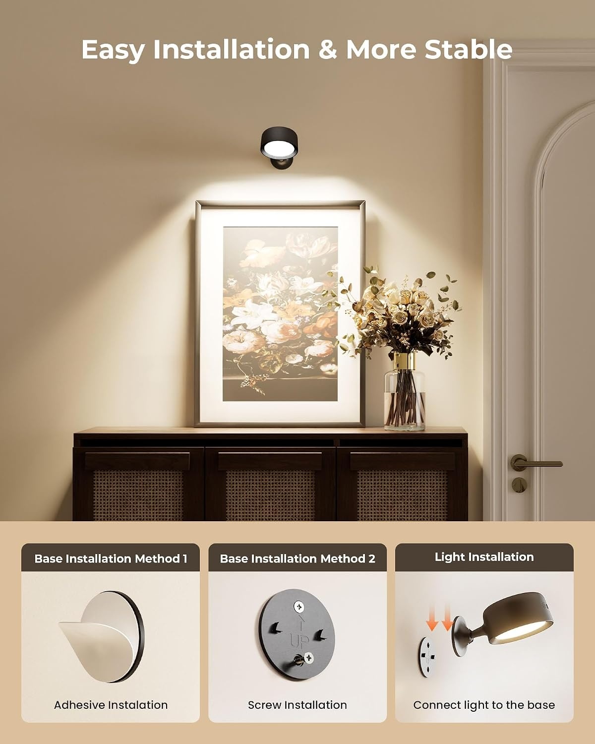 FULEN 4 stuks led-wandlampen voor binnen, wandlamp met 8000 mAh batterij, touch en afstandsbediening, 4 helderheidsniveaus, 18 kleuren, 360° draaibaar, voor woonkamer, slaapkamer, trappenhuis, hal