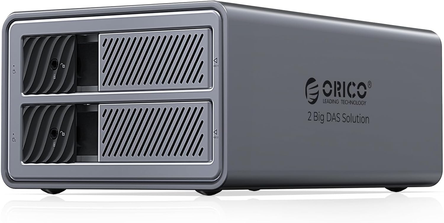 ORICO Aluminium 2 Bay RAID-behuizing, 3,5 inch HDD tot 2 x 22 TB