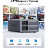 ORICO Aluminium 2 Bay RAID-behuizing, 3,5 inch HDD tot 2 x 22 TB