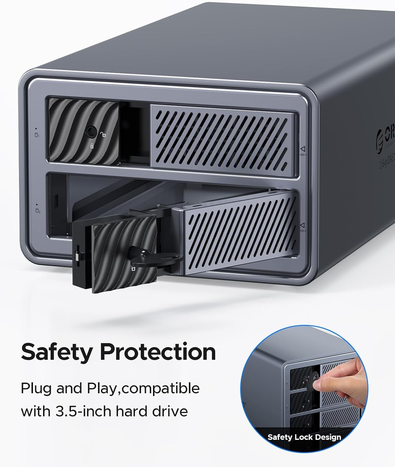 ORICO Aluminium 2 Bay RAID-behuizing, 3,5 inch HDD tot 2 x 22 TB