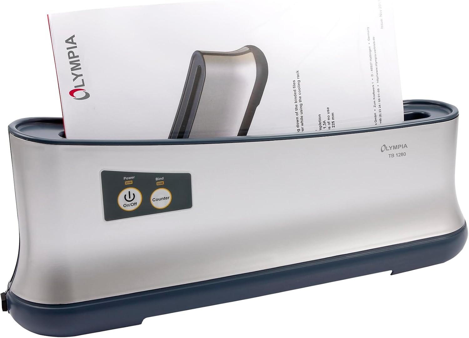 Olympia TB 1280 Thermobinder (automatische uitschakeling, snel opwarmen, tot 200 vellen, bindapparaat voor thermo-bindmappen, thermobindmachine DIN A4 voor kantoor)