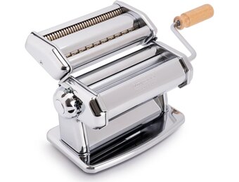 Imperia Nieuwe Ipasta, pastamachine, 100% Made in Italy. Frisse stalen pastamachine. Handmatige bladeruitsteker met zwengel voor lasagne, tagliolini, fettuccine, chroom.