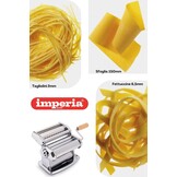 Imperia Nieuwe Ipasta, pastamachine, 100% Made in Italy. Frisse stalen pastamachine. Handmatige bladeruitsteker met zwengel voor lasagne, tagliolini, fettuccine, chroom.