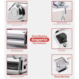 Imperia Nieuwe Ipasta, pastamachine, 100% Made in Italy. Frisse stalen pastamachine. Handmatige bladeruitsteker met zwengel voor lasagne, tagliolini, fettuccine, chroom.