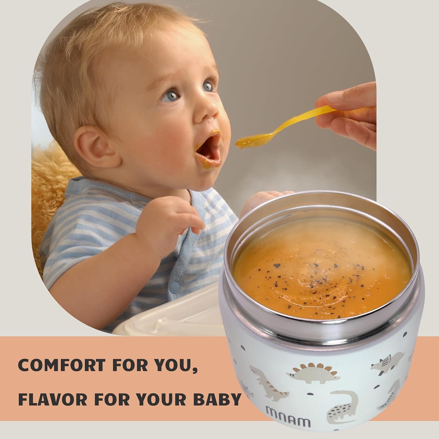 Thermocontainer for Food 500ml - Thermoskan Voor Levensmiddelen Baby's en Kinderen - Lunchbox Therm Flask Food - Warming Container Baby (Flaskdino)