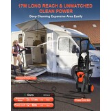 Pressure Washer Hogedrukreiniger, 160 bar voor 50 m²/u, 420 l/u, drukreiniger met 4 sproeiers, schuimsproeier, 17 m slang, sneeuwschuim-spuitpistool