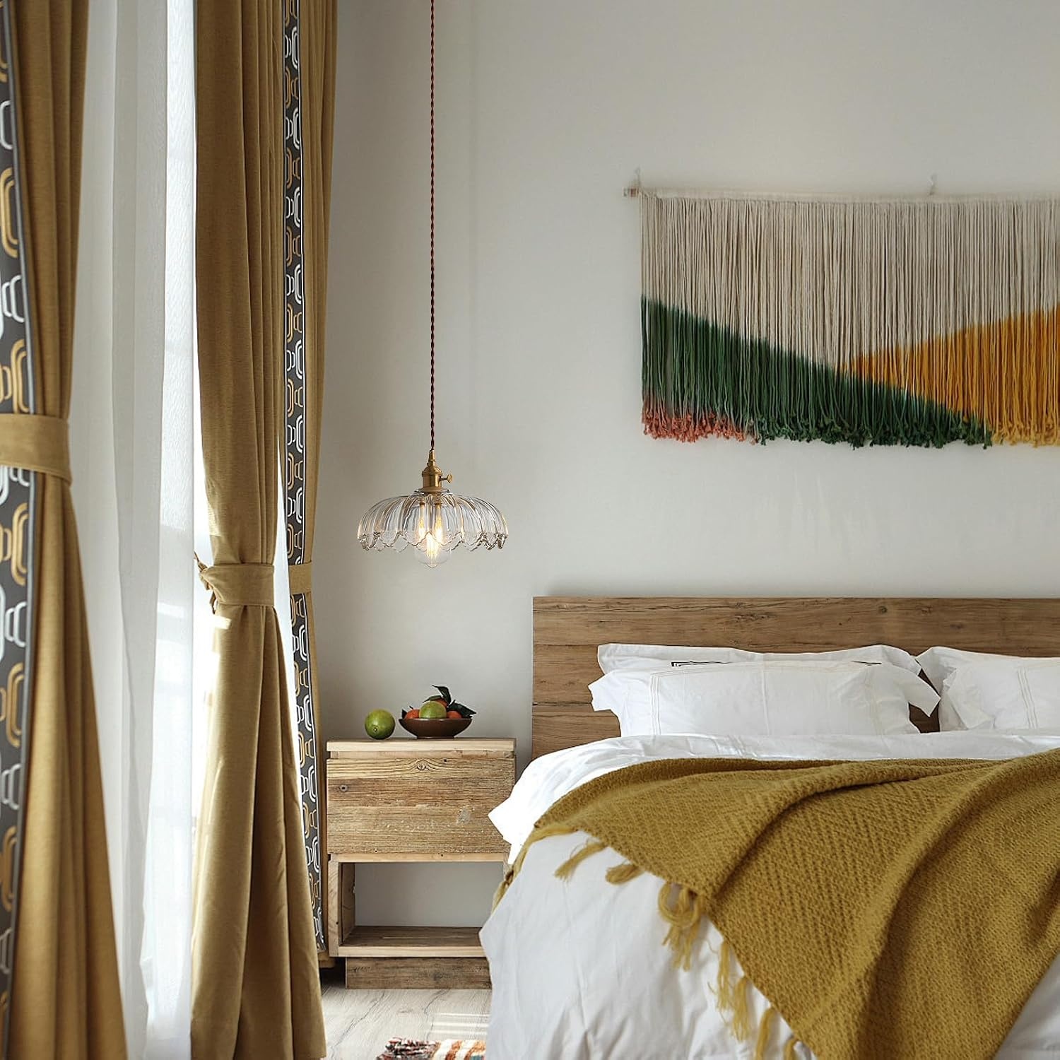 XZHGCEE hanglamp met stekker: vintage hanglamp van helder glas met 4,5 meter kabel en draaischakelaar voor keuken, eettafel, woonruimte, badkamer en huurwoning