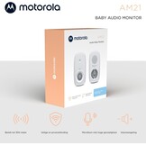 Motorola Nursery AM21 Audio Babyfoon - Digitale monitor met DECT-technologie voor audiobewaking - Groot bereik - Microfoon met hoge gevoeligheid - Wit