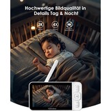 CZEview Babyfoon Met 2 Kameras En APP, 2K/5,0 Inch WLAN Video Babyfoon, PTZ 360°, IR-Nachtsicht, Automatische Volging, 4× Zoom, Herkenning Van Huilen/Beweging/Geluiden, Alarm, Temperatuurweergave